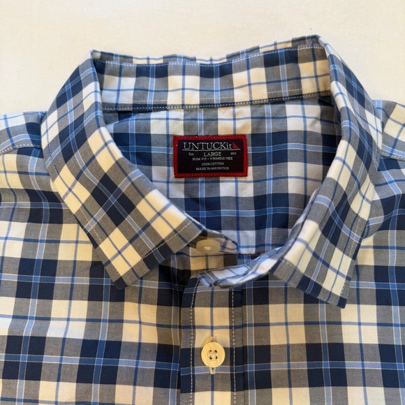 UNTUCKit Other - UNTUCKit Givry WF Button Down Long‎ Sleeve Shirt Mens Large Blue Plaid Slim Fit